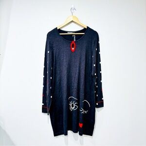 ERIC ALEXANDRE Grey knit long-sleeve dress with red detail *‎